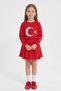 Girls' Red Flag Long Sleeve T-Shirt Red Ribbon Skirt April 23 October 29 Performance Outfit - 3