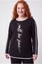 Women's Plus Size Black Striped Tracksuit Set with Stone Detail - 3