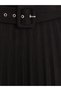 Lcw Modest Black Belted Loose Fit Pleated Skirt - 3