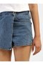 High Rise Denim Şort Etek - 5
