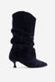 Petty Navy Blue Suede Genuine Leather Women's Gusseted Boots - 8