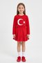 Girls' Red Flag Long Sleeve T-Shirt Red Ribbon Skirt April 23 October 29 Performance Outfit