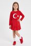Girls' Red Flag Long Sleeve T-Shirt Red Ribbon Skirt April 23 October 29 Performance Outfit - 2