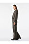 Regular Fit Flannel Fabric Long Sleeve Single Button Crop Blazer Jacket - 3