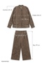 Button Detail Pants Jacket Milk Coffee Color Set - 4