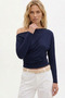 Women's Asymmetrical Collar Waist-Fitted Long Sleeve Premium Soft Blouse - 3