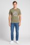 Men Crew Neck Short Sleeve Band Logo T-shirt, Olive - 2