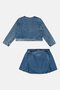 Toddlers Girl 2 Pieces Washed Denim Jacket Shirt And Skorts Set, Blue - 3