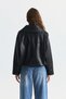 Wide Collar Faux Leather Jacket - 6