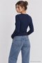 Buttoned Basic Ribbed Knitted Cardigan Lrn0001 Dark Blue - 5