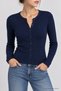 Buttoned Basic Ribbed Knitted Cardigan Lrn0001 Dark Blue - 4