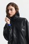 Wide Collar Faux Leather Jacket - 5