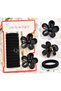 14-Piece Set of Black Daisy Flower Hairpins and Rubber Band Hair Clips - 2