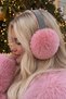 Pink Color Plush Headphones with Stone Detail