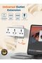 محول قابس تمديد الطاقة، منفذين عالميين، منفذ شحن سريع USB-C 20W PD3.0، 3 منافذ - 2