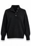 Black Stand Collar Buttoned Sweater 251361