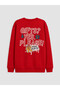 Lcw Kids Red Crew Neck Printed Boys' Thick Sweatshirt - 3