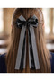 Back to School Collection - Large Gingham Bow Automatic Hair Clip - 2