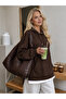 Women's long sleeve hooded lace-up blouse with side zippers and two-thread fabric