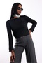 Black Crew Neck Mercerized Knitwear 1118