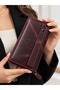 100% Genuine Leather Women's Multi-Compartment Zippered Hand Portfolio and Wallet - 2