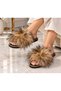 Women'S, Genuine Leather, Gold Striped, Black Sole, Luxury Slippers