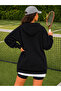 Women's long sleeve hooded lace-up blouse with side zippers and two-thread fabric - 2