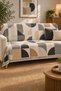 Multi-Purpose Modern Bohemian Velvet Sofa Cover, Sofa Bed Cover Set with Non-Slip Foam 3,3,1,1 - 3