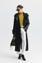 Textured Faux Leather Long Trench Coat - 2