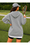 Women's long sleeve hooded lace-up blouse with side zippers and two-thread fabric - 2