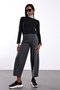 Anthracite Elastic Waist Carrot Cut Trousers 17935 - 2