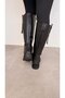 Women's Boots with Side Belt Buckle Black Leather - 6
