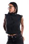 Black Stand Collar Buttoned Knitwear Vest 261001 - 2