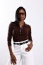 Brown Buttoned Polo Collar Knitwear 5065 - 2