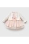 Embroidery Detailed Stoned Long Sleeve Tutu Dress with Ribbon Detail on the Front and Knitwear Cardigan Baby Girl Dress Set