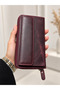 100% Genuine Leather Women's Multi-Compartment Zippered Hand Portfolio and Wallet