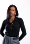 Black Buttoned Polo Collar Knitwear 5065 - 2