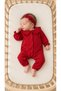 Lace Collared Red Jumpsuit and Bow Hairband 100% Cotton 2-Piece Set