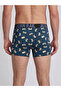Petrol Blue Crane Patterned Cotton Men's Boxer - Db351 - 2