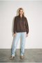 Women's Black Oversize 2 Thread High Collar Half Zipper Sweatshirt - 2