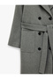 Wide Collar Long Sleeve Belted Double Breasted Cashmere Coat with Pockets - 3