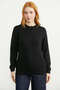 Zero Collar Hair Knit Cotton Sweater - Black - 3