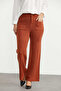 Ribbed Knit Trousers with Front Pocket Detail - Tile Color - 3