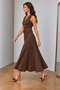 Bitter Brown Linen A-Line Skirt and Vest Siena Set - 2
