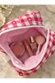 Red Heart Gingham Patterned Quilted Handmade (Medium Size) Makeup Bag – Travel Bag - 2