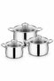 6 Piece Steel Cookware Set 20 22 24 cm Stainless Steel Pot Set with Glass Lid - 4