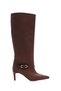 Women's Suede Pointed Toe Thin Heeled Foldable Boots - 4