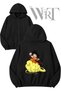 Dragon Ball Nimbus Cloud Back Printed Zippered Hooded Black Cardigan (2 Yarn)
