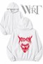 Berserk Face Back Printed Zippered Hooded White Cardigan (2 Yarns)