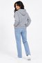 Women's Gray Hooded 3-Thread Sweatshirt with Kangaroo Pocket - 7